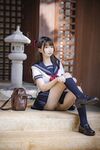 最新私拍百萬粉絲Cos簽約模特▌Nagisa魔物喵▌女子高中生の晝與夜 情趣乳夾束縛跳蛋震逼強制高潮