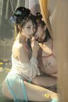 極品雙模網紅美少女火辣出鏡▌雲溪溪x奶桃▌古裝浴池嬉戲 性感肚兜誘人乳暈 濕身誘惑超寫實古代風