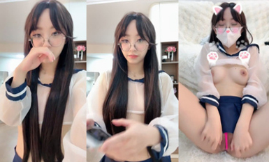 【精品粉寶寶】極品高顏值眼鏡嫩妹透明水手服